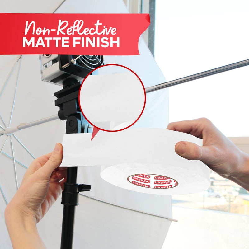 XFasten White Gaffers Tape 2 Inch x 30 Yards Residue-Free White Gaffer Tape 2 Inch Non-Reflective Matte Gaff Tape for Photography, Floor Marking, Wall Gaffing, Console Labels - Image 3